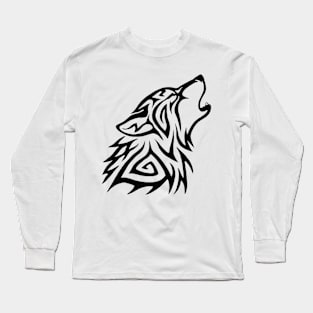 Tribal Wolf Howl Long Sleeve T-Shirt